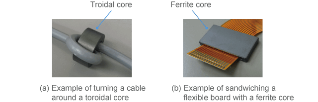 Common mode choke coil using ferrite core