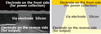 Cross-section of a via electrode