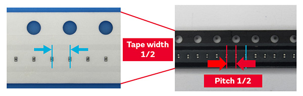 Tape width 1/2, Pitch 1/2
