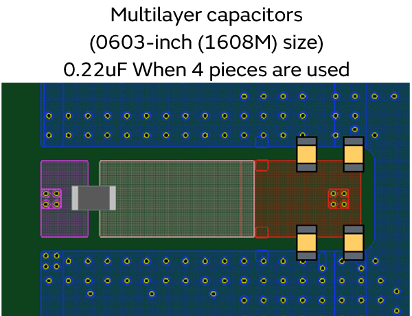 Image of Multilayer capacitors (0603-inch (1608M) size) 0.22uF When 4 pieces are used