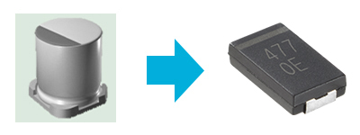 缶タイプのAl電解コンデンサに対するメリットのイメージ画像