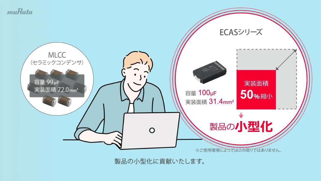 最大容量470μF・高さ最小2.0ｍｍTのECASシリーズのイメージ1