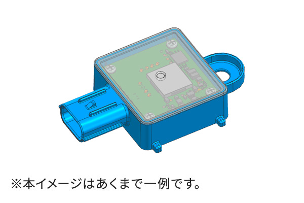 ミリ波レーダーセンサモジュールのイメージ画像。アンテナのデザインはカスタマイズ可能なため、本イメージはあくまで一例です。