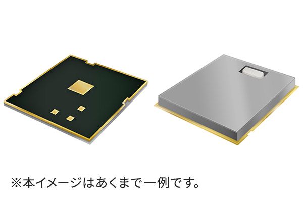 ミリ波レーダーセンサモジュールのイメージ画像。アンテナのデザインはカスタマイズ可能なため、本イメージはあくまで一例です。