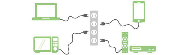 Electronic devices are connected via AC power line