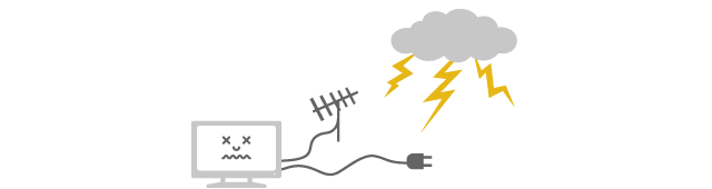 Surge can enter from power line or antenna line without direct lightning hit