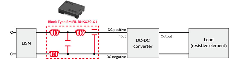 Image of Noise suppression filter configuration (differential mode suppression)