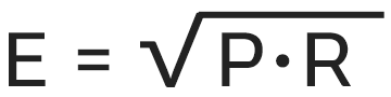 Image of formula. E=√P・R