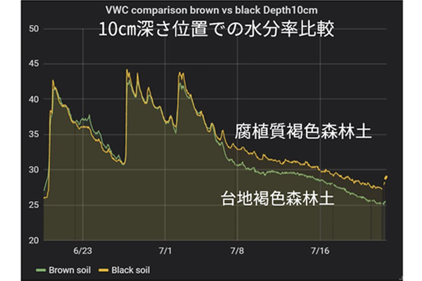 10cm深さ位置での水分率比較
