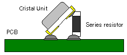 Insert a resistor in series with the crystal