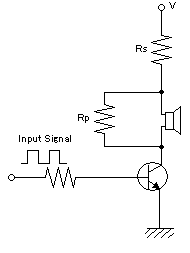 Example of a drive circuit for a piezoelectric sounder and a piezoelectric diaphragm (external drive type) in the case where a transistor circuit is used
