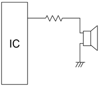Example of a drive circuit for a piezoelectric sounder or a piezoelectric diaphragm in the case where the sounder or diaphragm is driven directly from a microcomputer